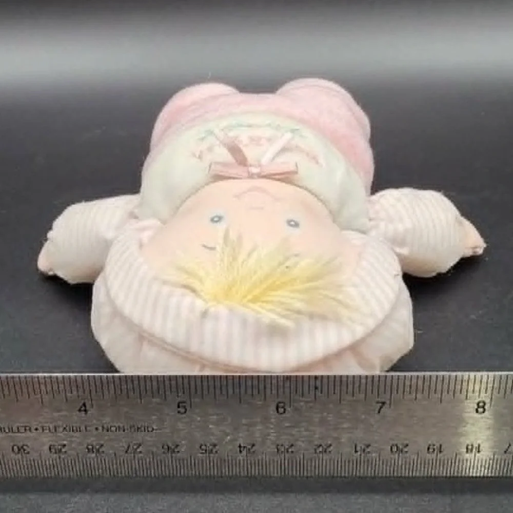 OshKosh B'gosh Pink VTG Baby B'gosh Plush Soft Doll Striped Bonnet Floral Bib